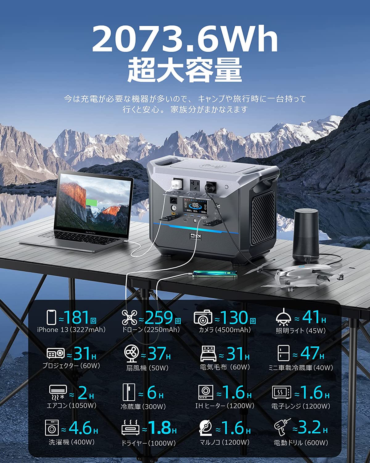 DaranEner NEO2000 ポータブル電源 | 2000W 2073.6Wh - DaranEner ポータブル電源